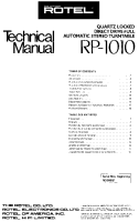 Rotel RP-1010 - Technical manual 